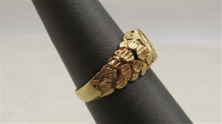 14K Mercedes-Benz Logo Nugget Ring Size: 7, 3.2g